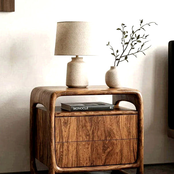 Open Frame Nightstand - solid wood solid wood piece, view 3