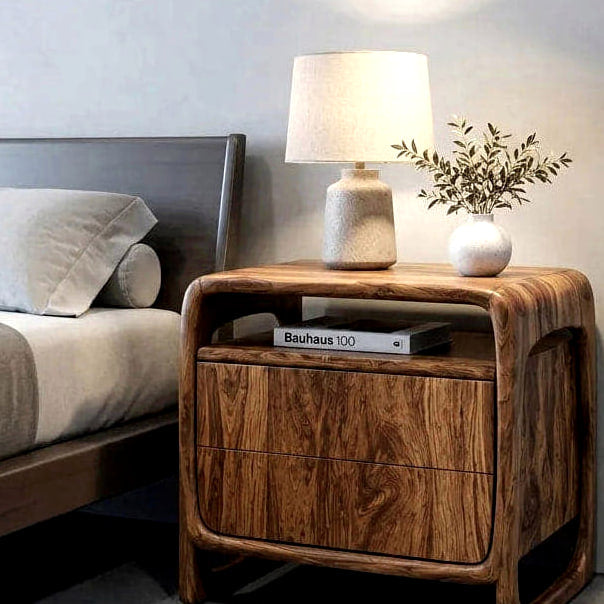 Open Frame Nightstand - solid wood solid wood piece, view 6