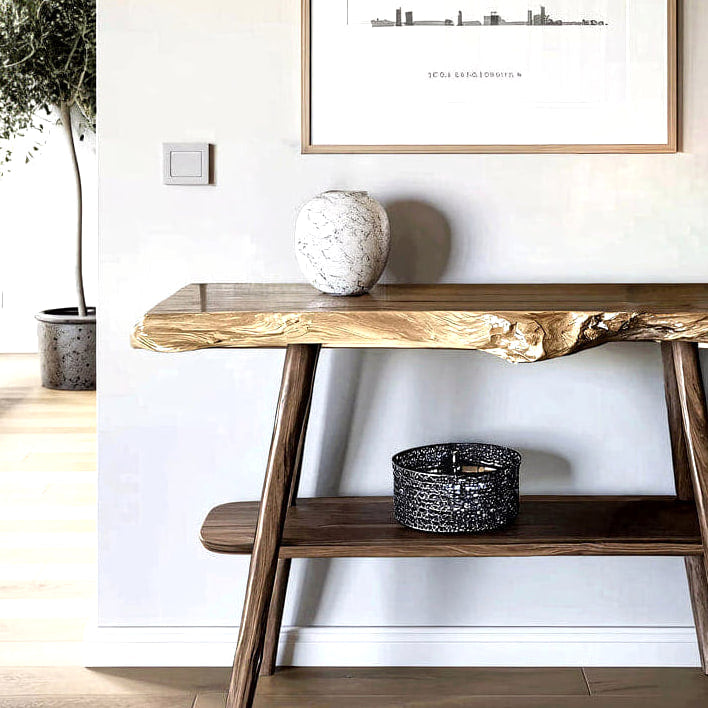 Live Edge Console Table, solid wood console table, view 2