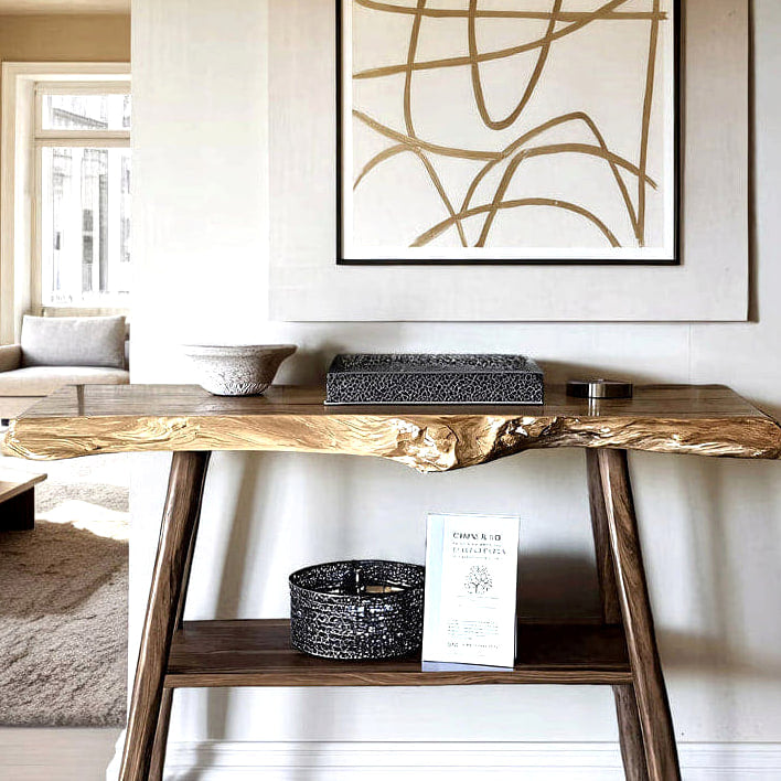 Live Edge Console Table, solid wood console table, view 3