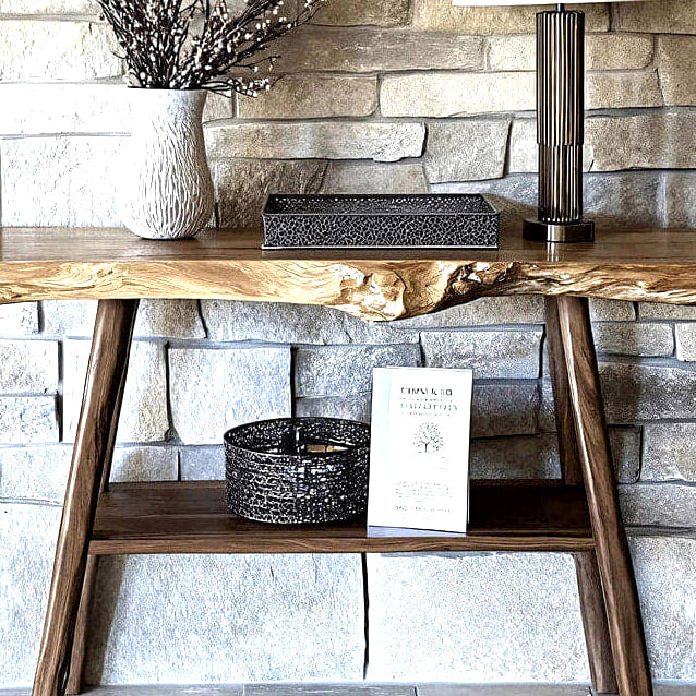 Live Edge Console Table, solid wood console table, made to order by Rootelier