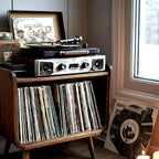 Curved Record Stand, solid wood record player stand, view 6