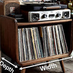 Curved Record Stand, solid wood record player stand, view 8