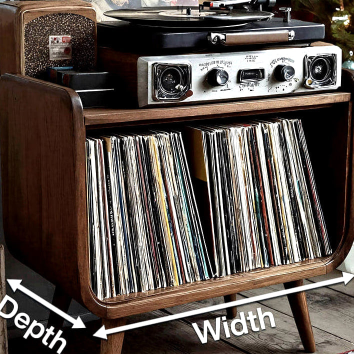 Curved Record Stand, solid wood record player stand, view 8