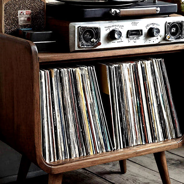 Curved Record Stand, solid wood record player stand, made to order by Rootelier
