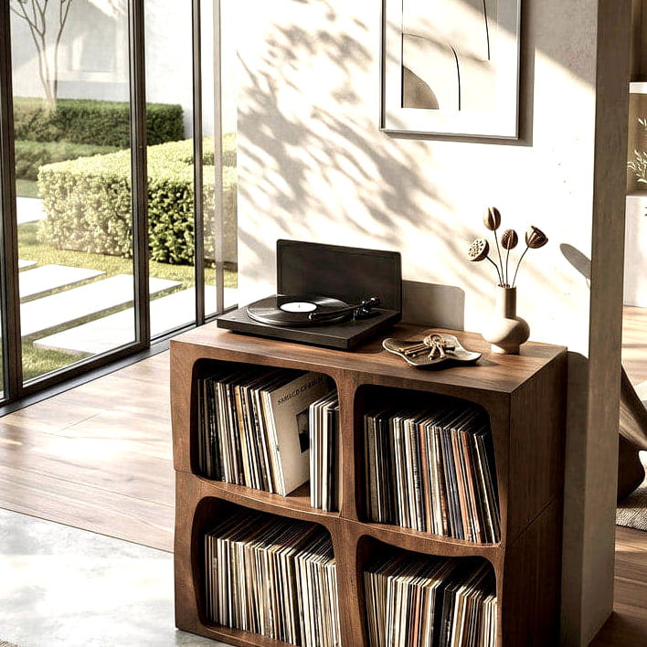 Live Edge Record Stand, solid wood record player stand, view 2