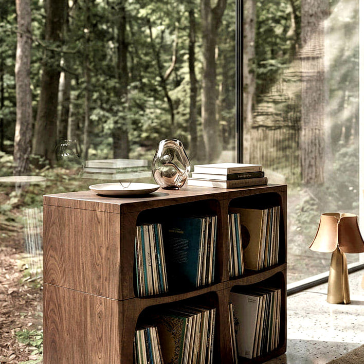 Live Edge Record Stand, solid wood record player stand, view 3