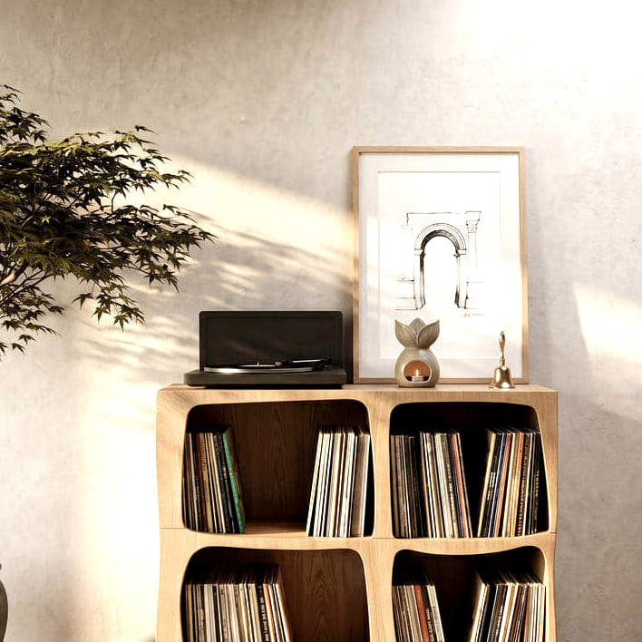 Live Edge Record Stand, solid wood record player stand, view 5
