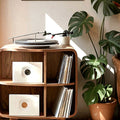 Record Storage Stand, solid wood record player stand, view 2