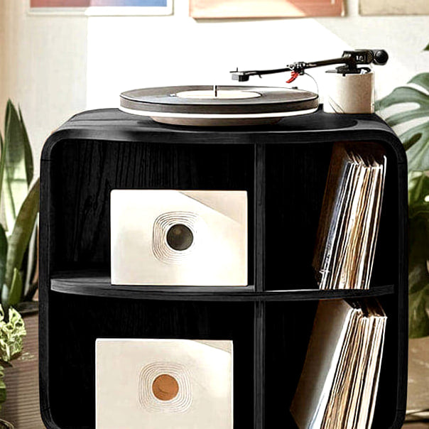 Record Storage Stand, solid wood record player stand, view 4