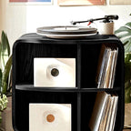 Record Storage Stand, solid wood record player stand, view 4