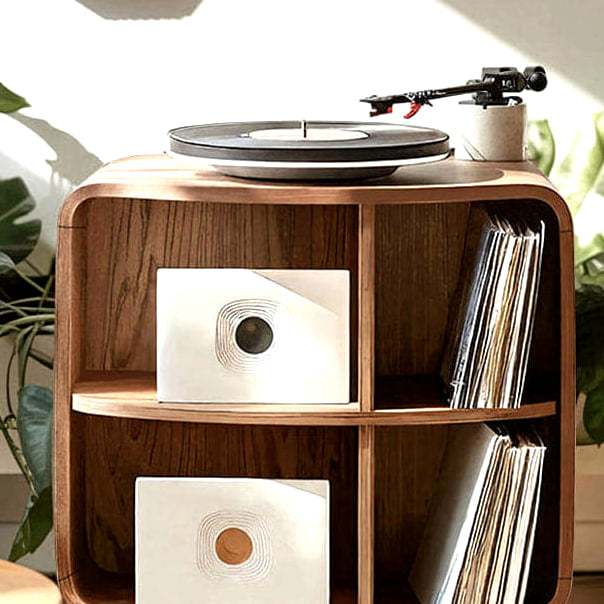 Record Storage Stand, solid wood record player stand, view 6