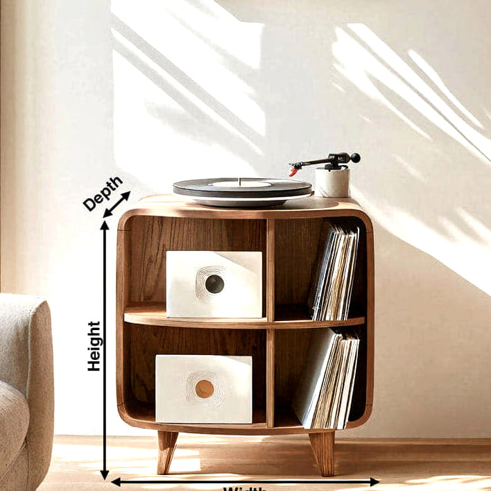 Record Storage Stand, solid wood record player stand, view 8