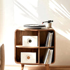 Record Storage Stand, solid wood record player stand, made to order by Rootelier