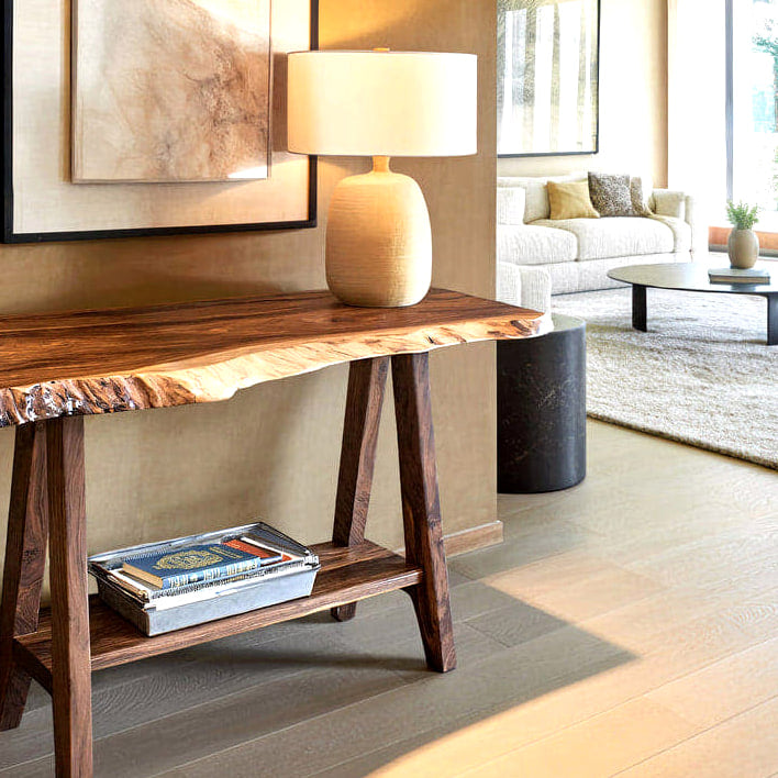 Mid Century Solid Console Table, solid wood console table, view 3