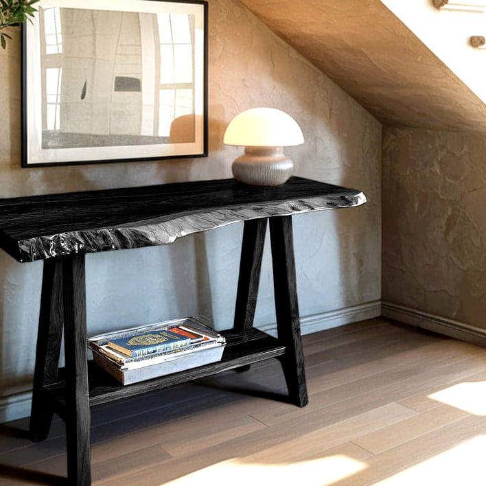 Mid Century Solid Console Table, solid wood console table, view 4