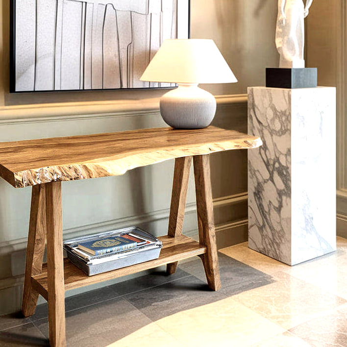 Mid Century Solid Console Table, solid wood console table, view 5