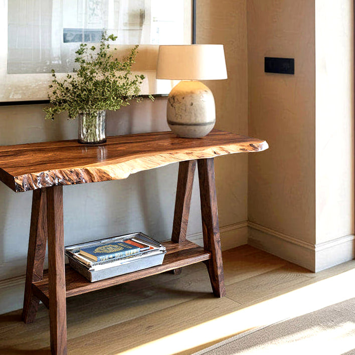 Mid Century Solid Console Table, solid wood console table, view 6