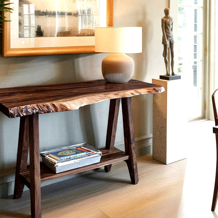 Mid Century Solid Console Table, solid wood console table, view 7