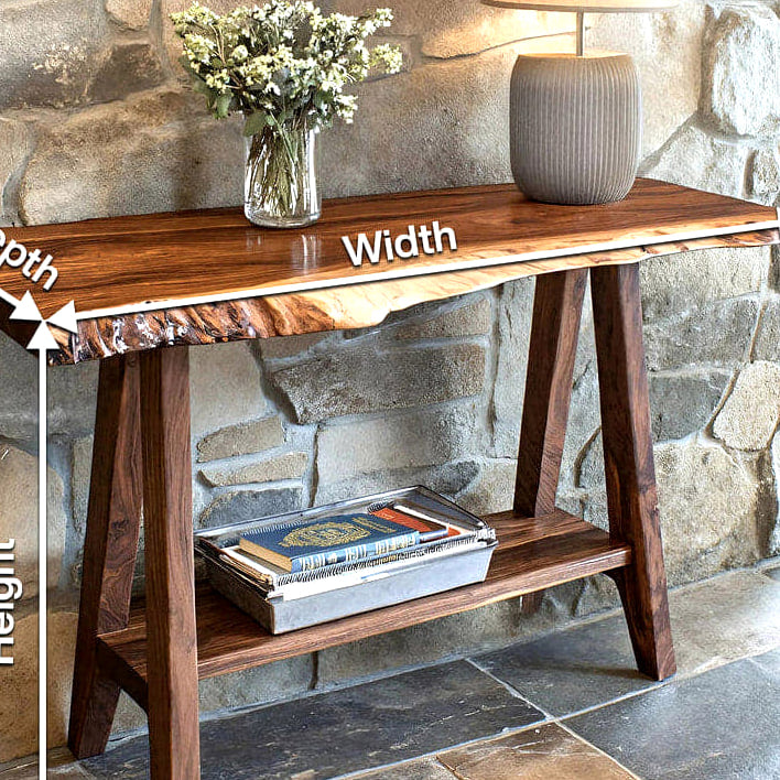 Mid Century Solid Console Table, solid wood console table, view 8