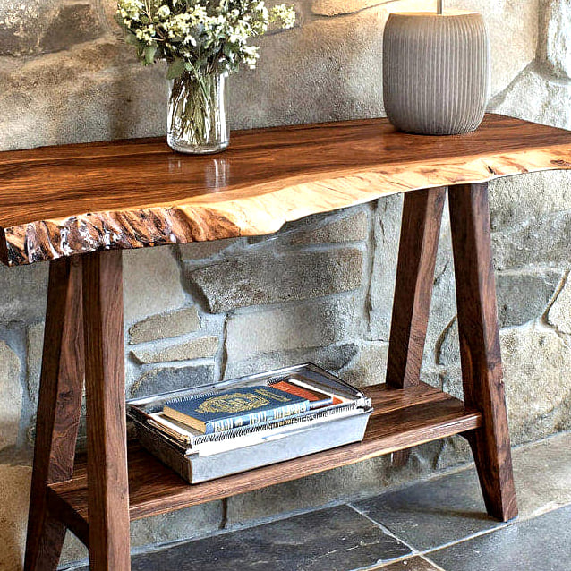 Mid Century Solid Console Table, solid wood console table, made to order by Rootelier