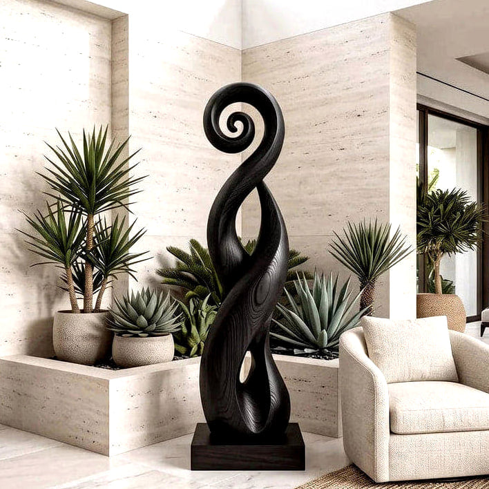 Twisted Form Sculpture - solid wood solid wood piece, view 4