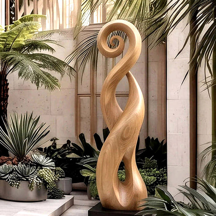 Twisted Form Sculpture - solid wood solid wood piece, view 5