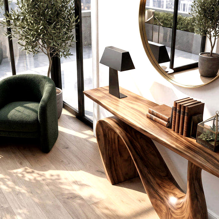 Modern Console Table, solid wood console table, view 2