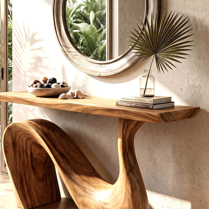 Modern Console Table, solid wood console table, view 5