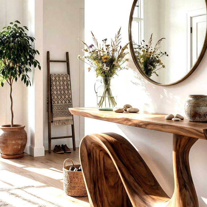 Modern Console Table, solid wood console table, view 6