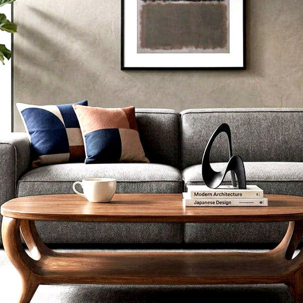 Curved Shelf Coffee Table - solid wood coffee table, view 2