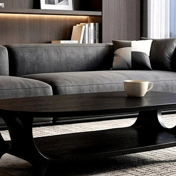 Curved Shelf Coffee Table - solid wood coffee table, view 4