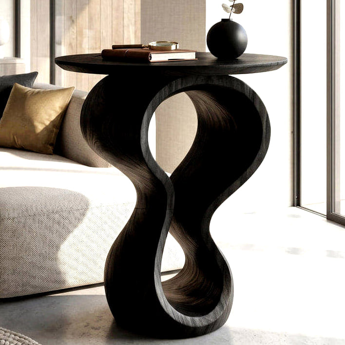 Twisted Form End Table - solid wood side table, view 4