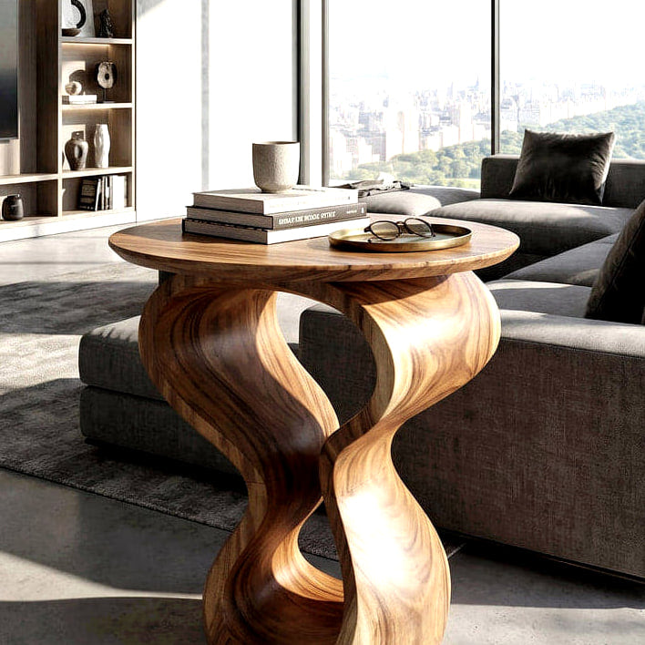 Twisted Form End Table - solid wood side table, view 5