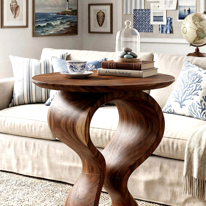 Twisted Form End Table - solid wood side table, view 6