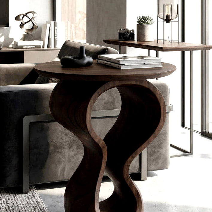 Twisted Form End Table - solid wood side table, view 7