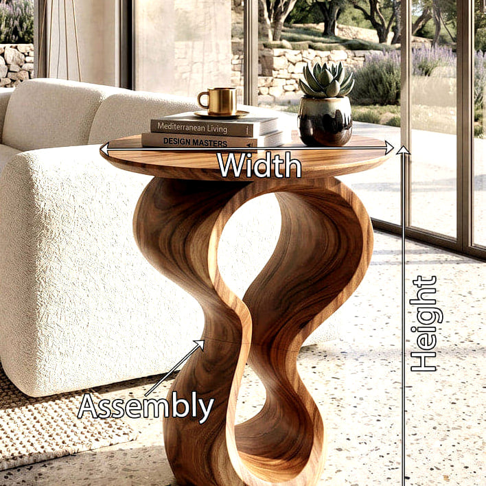 Twisted Form End Table - solid wood side table, view 8