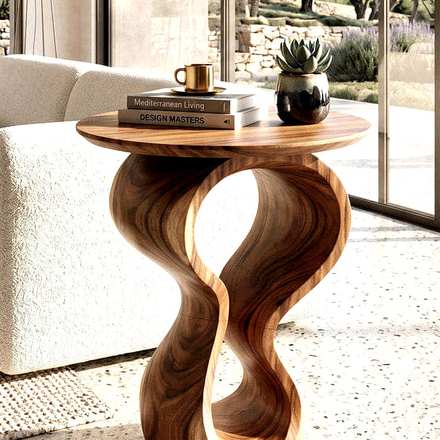 Twisted Form End Table - solid wood side table, made to order by Rootelier