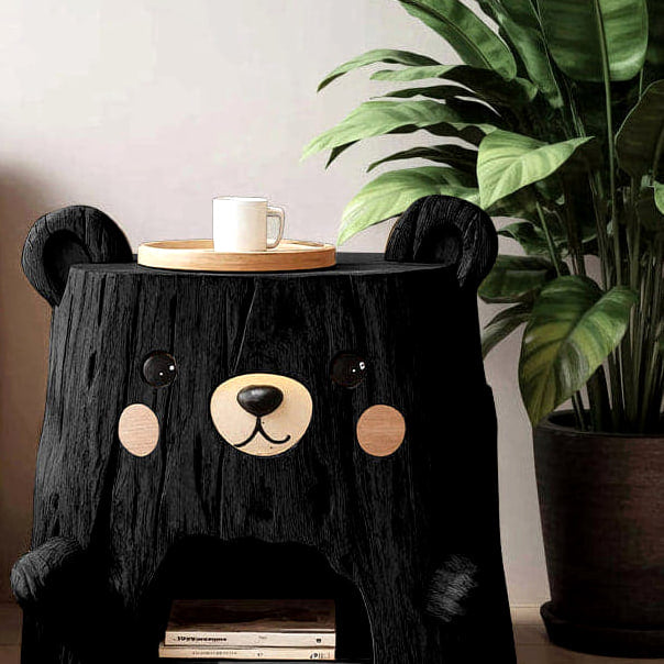 Bear Form Nightstand - solid wood record player stand, view 4