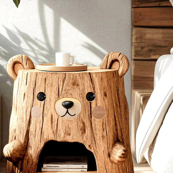 Bear Form Nightstand - solid wood record player stand, view 5