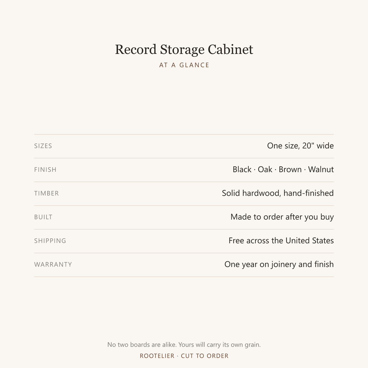 Bear Form Nightstand - at a glance: sizes, finishes, lead time and warranty