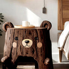 Bear Form Nightstand - solid wood record player stand, view 7
