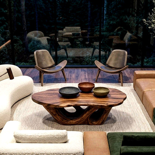 Open Loop Coffee Table - solid wood coffee table, view 2