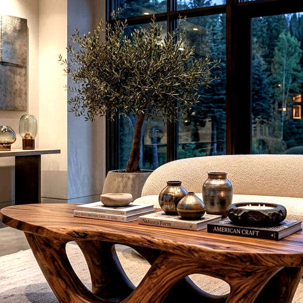Open Loop Coffee Table - solid wood coffee table, view 3