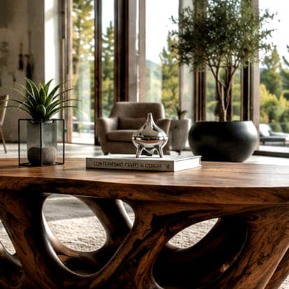 Open Loop Coffee Table - solid wood coffee table, view 4