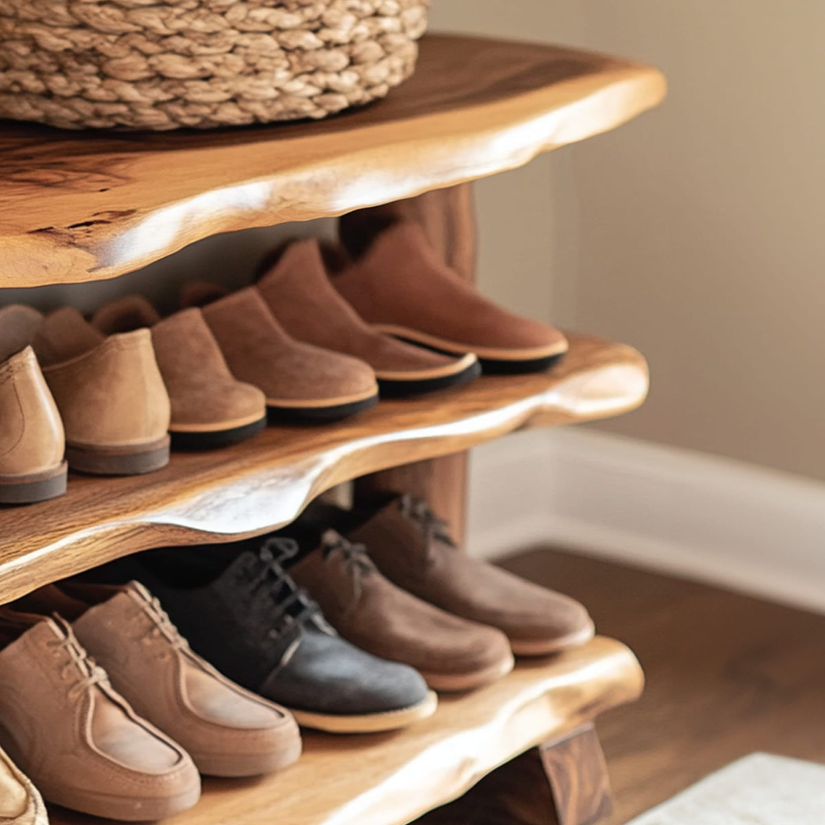 Custom Wood Bench Shoe Rack Bench Storage, solid wood, built to order