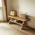 Handmade Hallway Bench Shoe Rack, solid wood, built to order