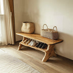 Handmade Hallway Bench Shoe Rack, solid wood, built to order