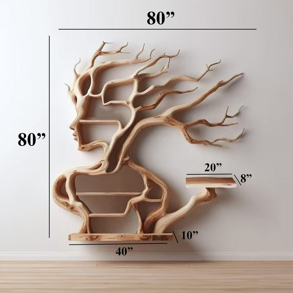 Tree Branch Shelf Wall Mount Book Shelf, solid wood, built to order