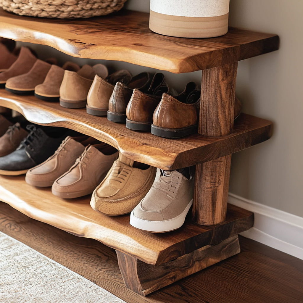 Custom Wood Bench Shoe Rack Bench Storage, solid wood, built to order